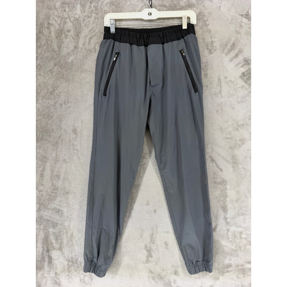 Lululemon Joggers Mens Small Gray Black Waistband Zipper Pockets Tapered Pants